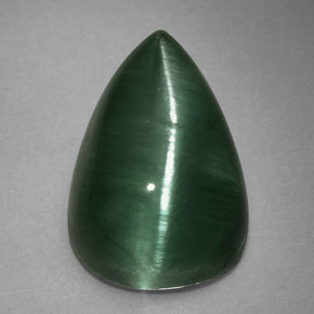 2.46カラットの天然ディープグリーンCat's Eye Tourmaline（10×6.5 mm・透明）