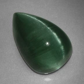 2.46カラットの天然ディープグリーンCat's Eye Tourmaline（10×6.5 mm・透明）