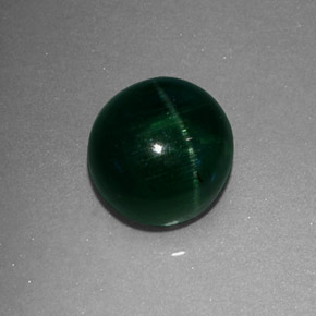 2.43カラットの天然ディープグリーンCat's Eye Tourmaline（7.14 mm・透明）