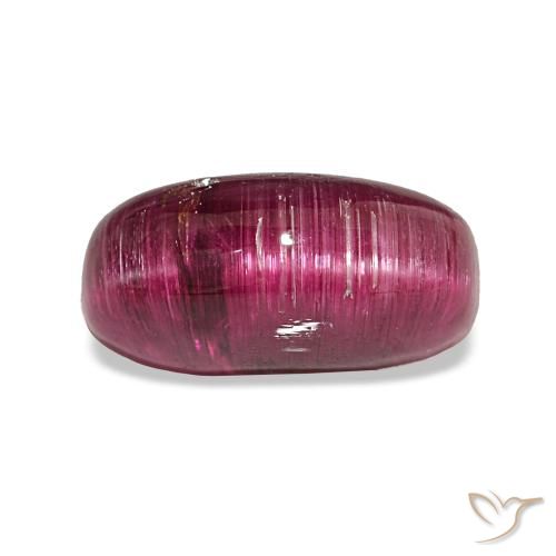 4.57カラットの天然ベリーパープルキャッツアイトルマリン、クッションカット、半透明