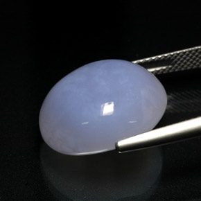16.62カラットの天然ラベンダーブルーカルセドニー（17.4×15.4 mm・オーバルカット）