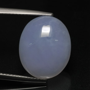12.71カラットの天然ラベンダーブルーカルセドニー（16.5×13.6 mm・オーバルカット）