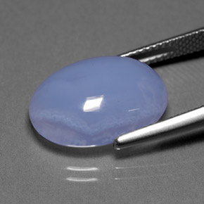 9.81カラットの天然ラベンダーブルーカルセドニー（16.9×11.7 mm・透明）