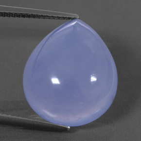 15.15カラットの天然ラベンダーブルーカルセドニー（18.9×15.8 mm・透明）