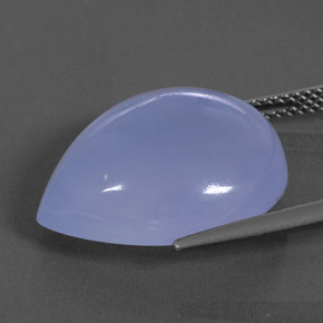 15.15カラットの天然ラベンダーブルーカルセドニー（18.9×15.8 mm・透明）