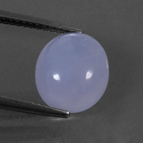 3.61カラットの天然ラベンダーブルーカルセドニー（10.3×9.3 mm・透明）