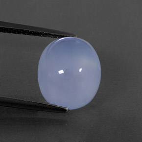 5.74カラットの天然ラベンダーブルーカルセドニー（12×10.1 mm・透明）