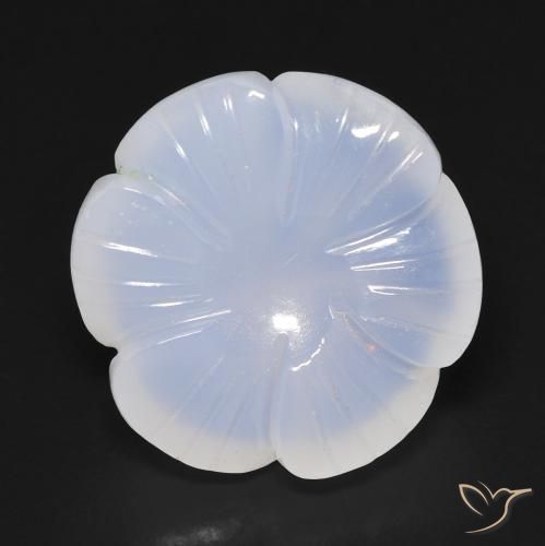 12.91ct 天然 薄いスカイブルー カルセドニー, フラワーカット, 半透明