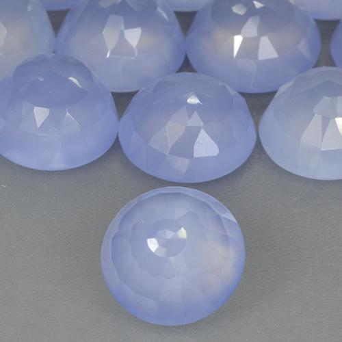 2.62カラットの天然パープルブルーカルセドニー、ラウンド、半透明