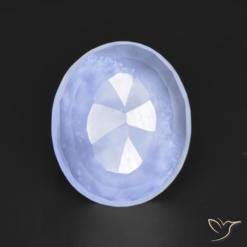 2.81ct 天然 薄いパープルがかったブルー カルセドニー, 楕円形, 半透明