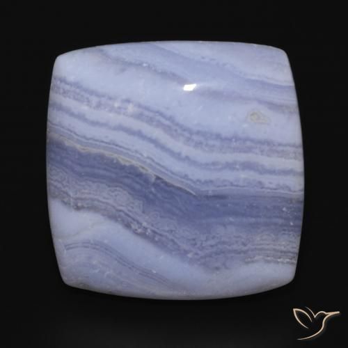 24.49ct 天然 薄いパープルがかったブルー カルセドニー, クッション, オペーク