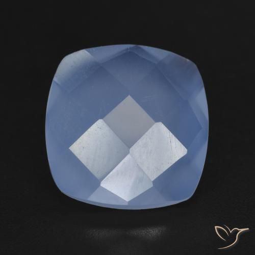 5.21ct 天然 パープルブルー カルセドニー, クッション, 半透明