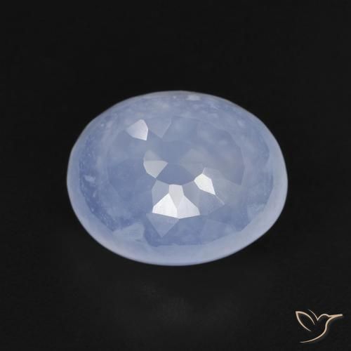 2.88ct 天然 薄いパープルがかったブルー カルセドニー, 楕円形, 透明