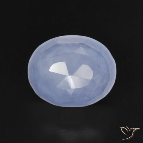 3.82ct 天然 パープルブルー カルセドニー, 楕円形, 透明