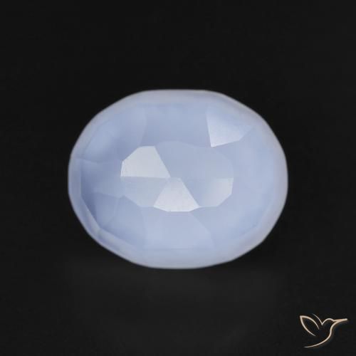 3.42ct 天然 パープルブルー カルセドニー, 楕円形, 透明