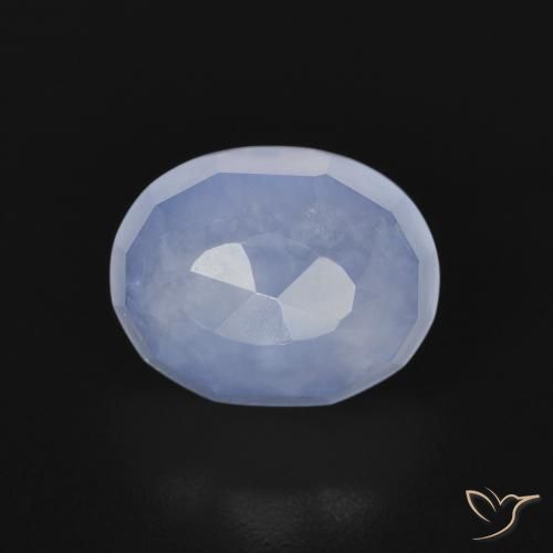 2.96ct 天然 パープルブルー カルセドニー, 楕円形, 透明