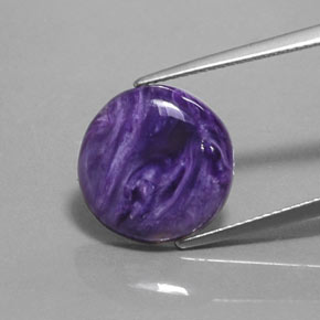 5.50カラットの天然バイオレットチャロアイト（13.98 mm・ラウンドカット）