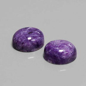 カラットの天然バイオレットチャロアイト（10.1×8.1 mm・オーバルカット）