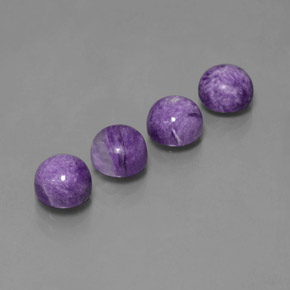 カラットの天然バイオレットチャロアイト（6.28 mm・ラウンドカット）