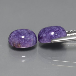 カラットの天然バイオレットチャロアイト（9.1×7.1 mm・オーバルカット）