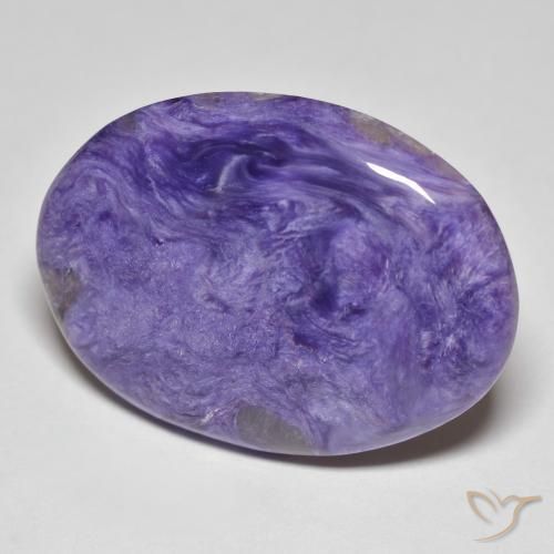 24.55カラットの天然Medium Dark-Violetチャロアイト、楕円形、オペーク