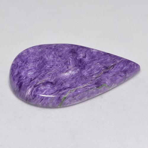 8.71カラットの天然薄いパープルバイオレットチャロアイト（24×15.9 mm・洋梨の形）