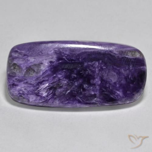 37.13ct 天然 ミディアムダークバイオレット チャロアイト, クッション, オペーク
