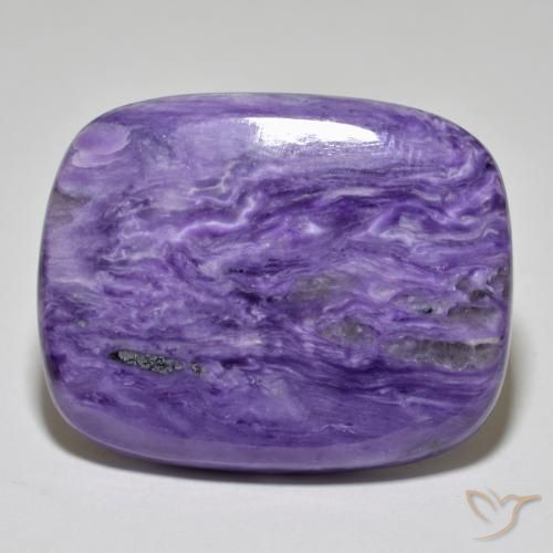45.54ct 天然 ミディアムダークバイオレット チャロアイト, クッション, オペーク