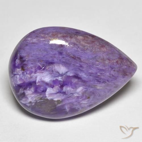 14.25カラットの天然Medium Dark-Violetチャロアイト、洋梨の形、オペーク