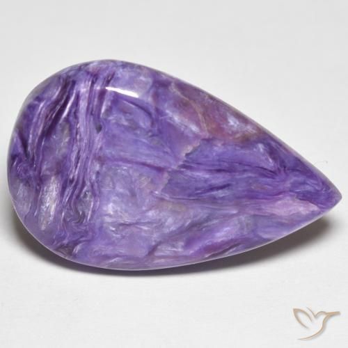 12.72ct 天然 ミディアムバイオレット チャロアイト, 洋梨の形, オペーク