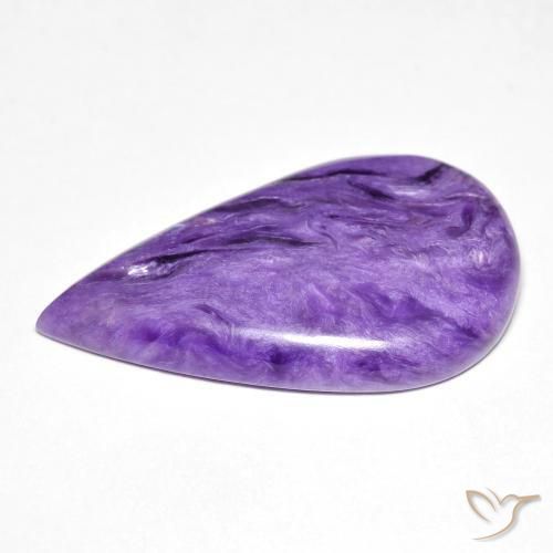 11.71カラットの天然Medium Dark-Violetチャロアイト、洋梨の形、オペーク