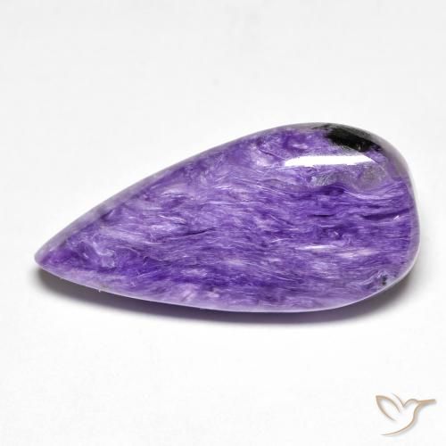 12.77ct 天然 ダークバイオレット チャロアイト, 洋梨の形, オペーク