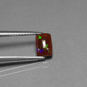 0.64カラットの天然マルチカラーチョコレートオパール（7.2×5 mm・透明）