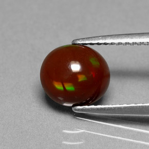 1.40カラットの天然マルチカラーチョコレートオパール、オーバルカット、オペーク