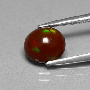 1.40カラットの天然マルチカラーチョコレートオパール、オーバルカット、オペーク