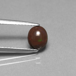 0.49カラットの天然マルチカラーチョコレートオパール、オーバルカット、オペーク