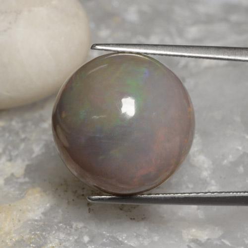 11.31カラットの天然マルチカラーチョコレートオパール、ラウンドカット、オペーク