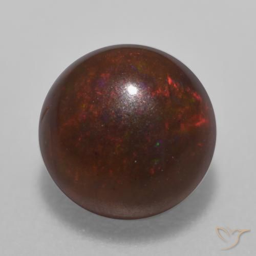 0.64ct 天然 マルチカラー チョコレートオパール, ラウンド, 半透明