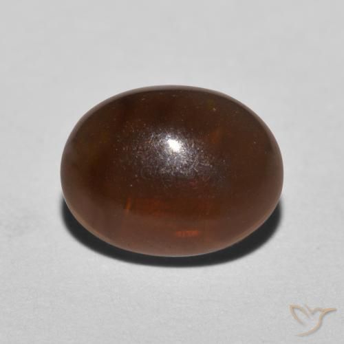 0.78カラットの天然赤みがかったブラウンチョコレートオパール、楕円形、半透明