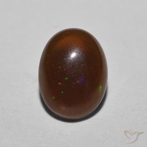0.82ct 天然 マルチカラー チョコレートオパール, 楕円形, 半透明