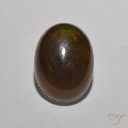 0.88ct 天然 マルチカラー チョコレートオパール, 楕円形, 半透明