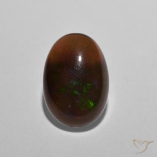 0.66ct 天然 マルチカラー チョコレートオパール, 楕円形, 半透明