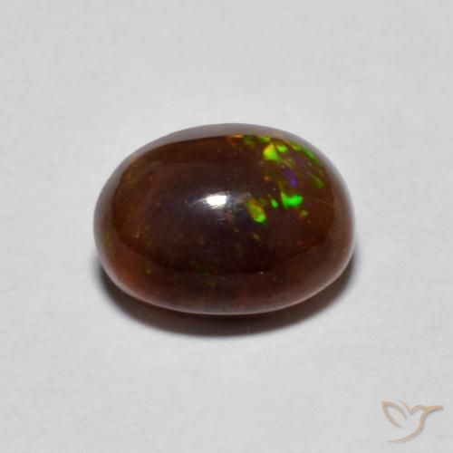 0.80ct 天然 マルチカラー チョコレートオパール, 楕円形, 半透明