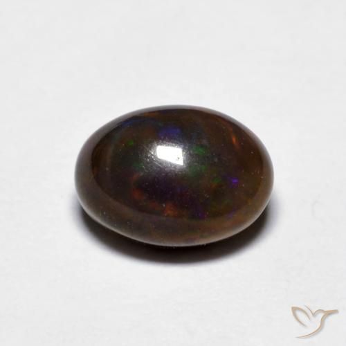 0.88ct 天然 マルチカラー チョコレートオパール, 楕円形, オペーク