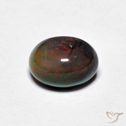 0.89ct 天然 マルチカラー チョコレートオパール, 楕円形, 半透明