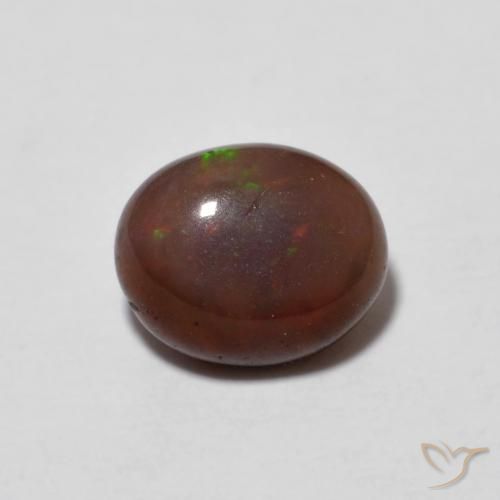 0.65ct 天然 マルチカラー チョコレートオパール, 楕円形, 半透明