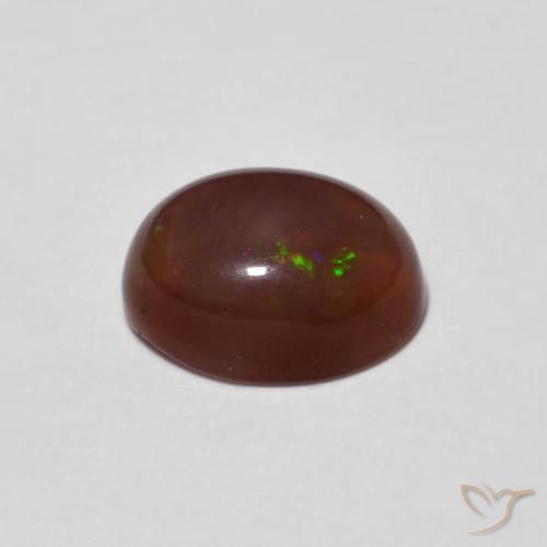 0.81カラットの天然マルチカラーチョコレートオパール、楕円形、半透明