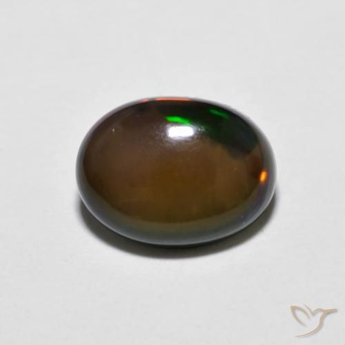 0.84ct 天然 マルチカラー チョコレートオパール, 楕円形, オペーク