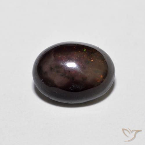 0.74ct 天然 マルチカラー チョコレートオパール, 楕円形, オペーク