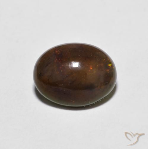0.71ct 天然 マルチカラー チョコレートオパール, 楕円形, オペーク